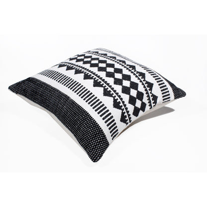 20" Black and White Geometric Cotton Throw Pillow