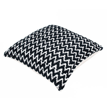 20" X 20" Black And White Polyester Chevron Zippered Pillow