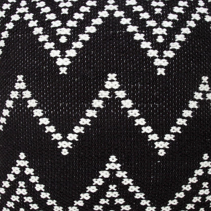 20" X 20" White And Black 100% Cotton Chevron Zippered Pillow