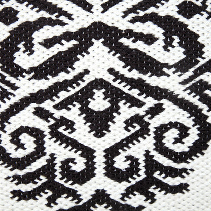 20" X 20" White And Black 100% Cotton Damask Zippered Pillow