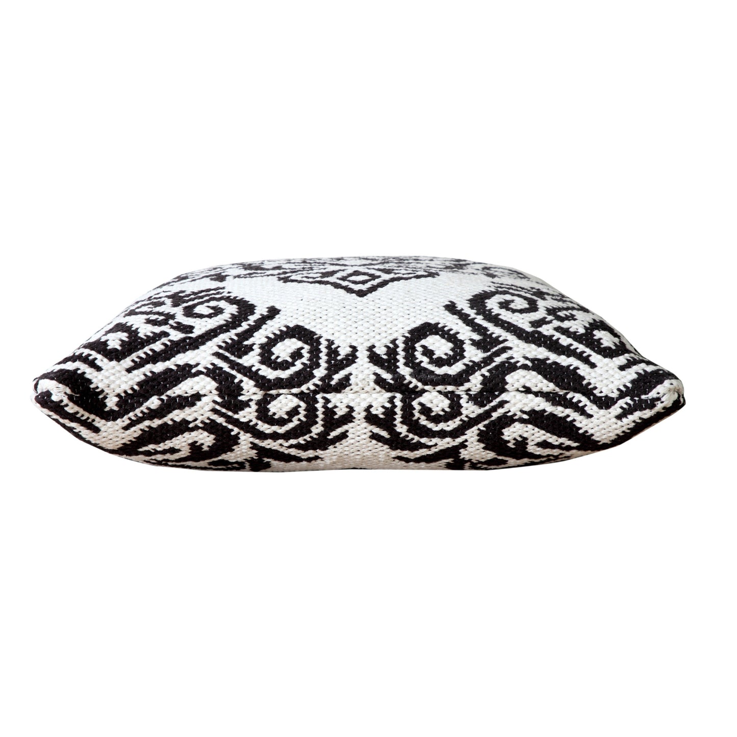 20" X 20" White And Black 100% Cotton Damask Zippered Pillow