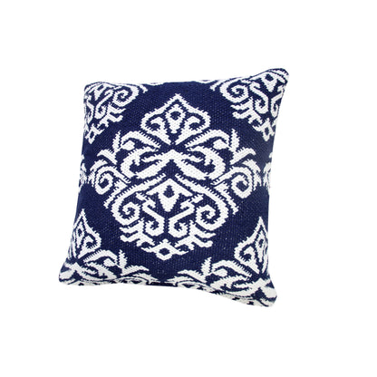 20" X 20" White And Black 100% Cotton Damask Zippered Pillow