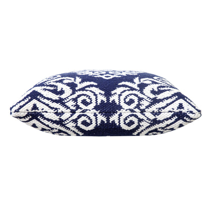 20" X 20" White And Black 100% Cotton Damask Zippered Pillow