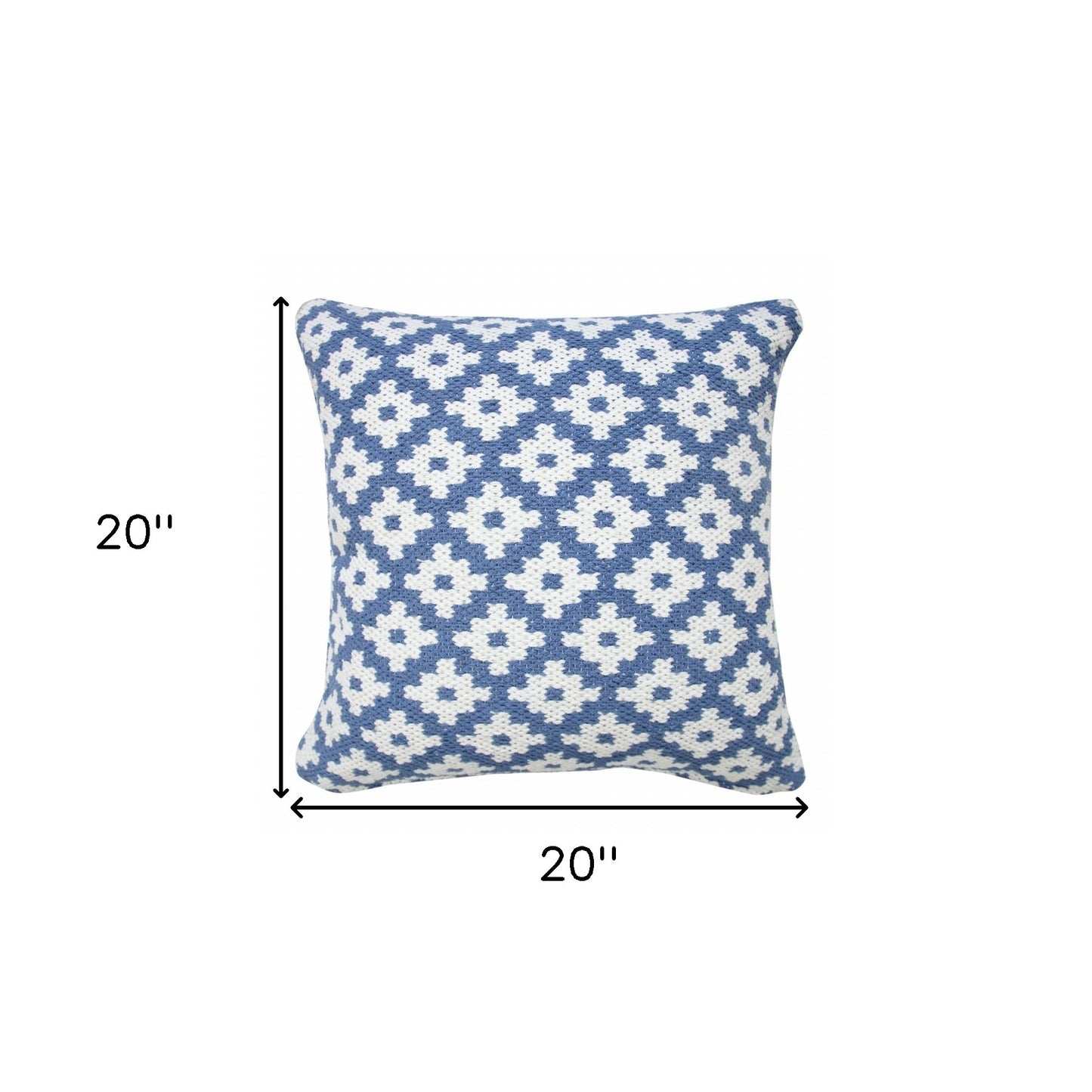 20" X 20" Black And White 100% Cotton Geometric Zippered Pillow