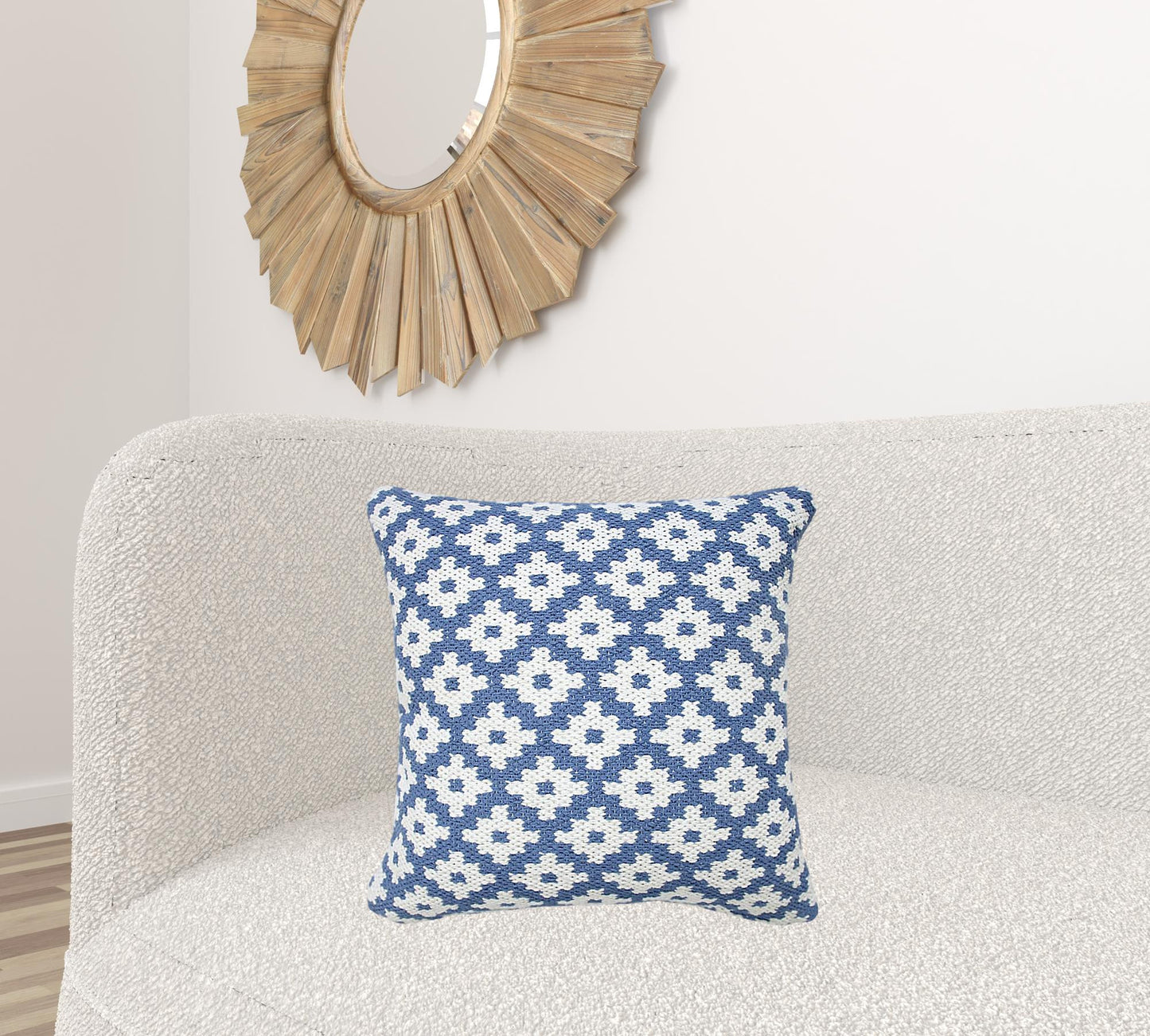 20" X 20" Black And White 100% Cotton Geometric Zippered Pillow