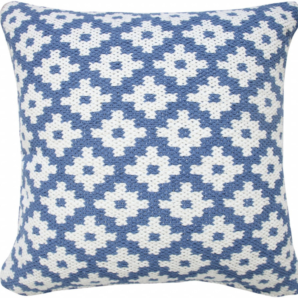 20" X 20" Black And White 100% Cotton Geometric Zippered Pillow