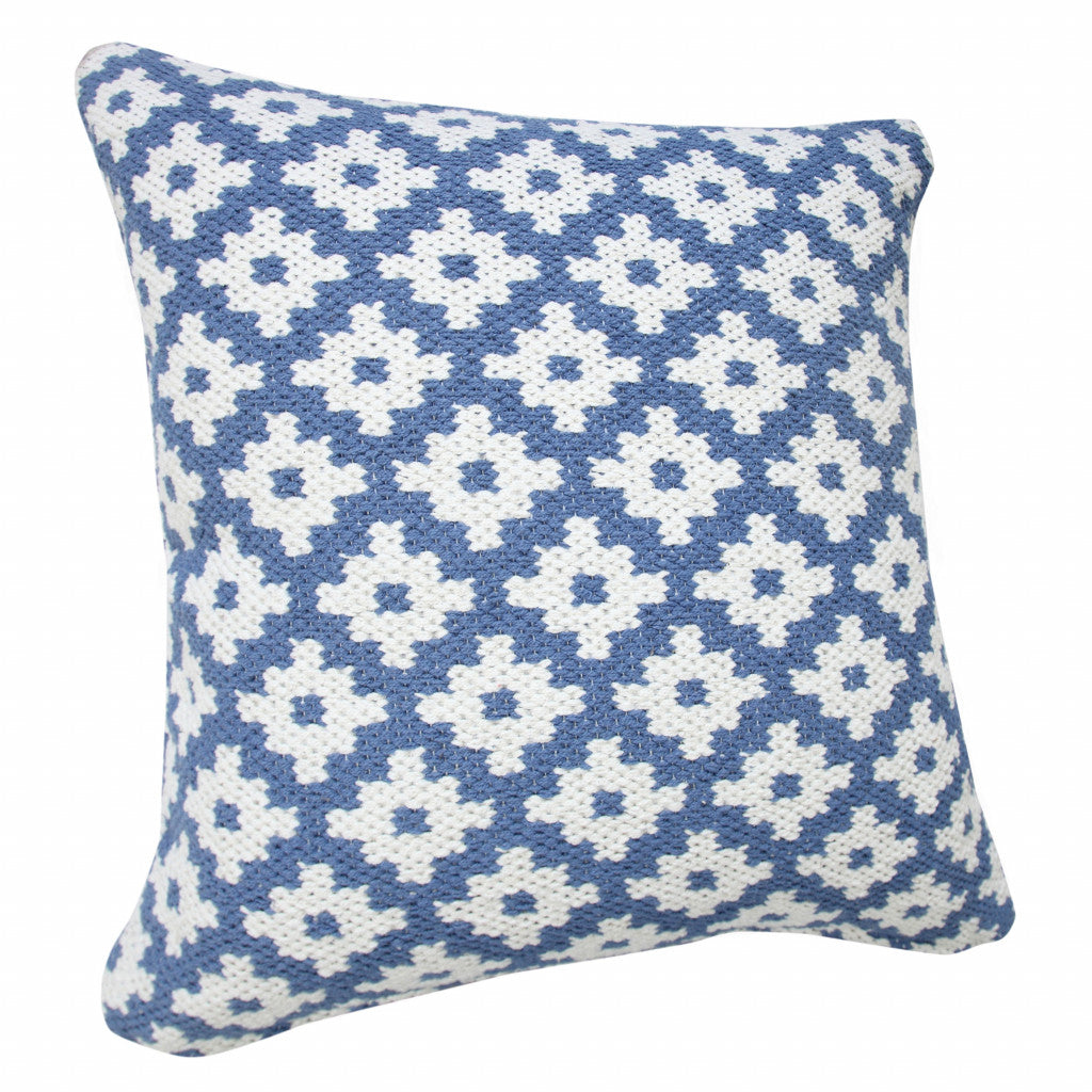 20" X 20" Black And White 100% Cotton Geometric Zippered Pillow