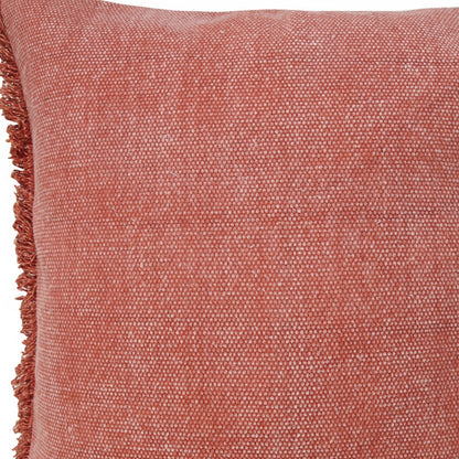 20" X 20" Dusty Rose Pink And Muted Clay 100% Cotton Zippered Pillow