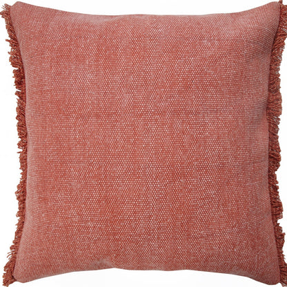 20" X 20" Dusty Rose Pink And Muted Clay 100% Cotton Zippered Pillow