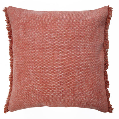 20" X 20" Dusty Rose Pink And Muted Clay 100% Cotton Zippered Pillow