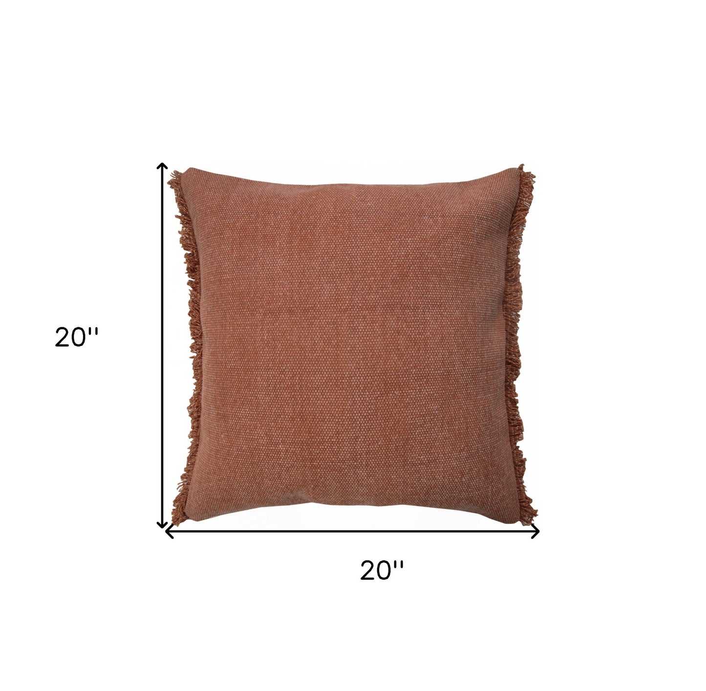 20" X 20" Dusty Rose Pink And Muted Clay 100% Cotton Zippered Pillow