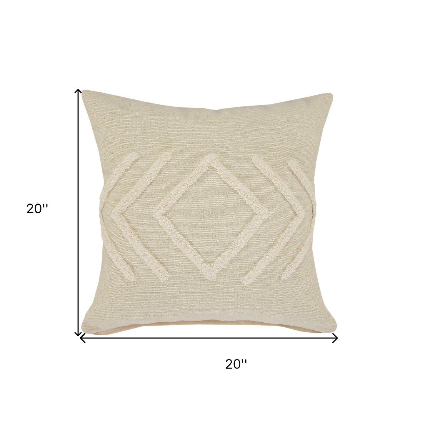 20" X 20" Birch And White 100% Cotton Geometric Zippered Pillow