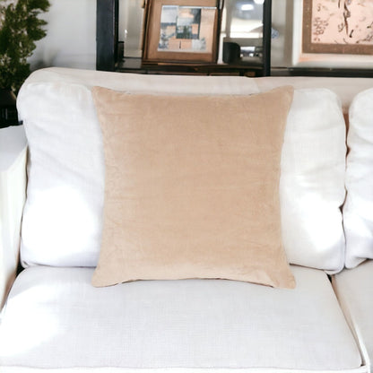 20" X 20" Taupe Cotton Zippered Pillow