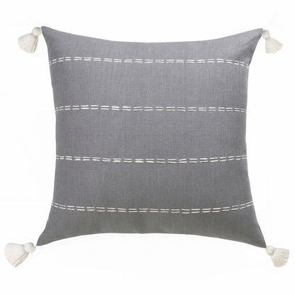 20" X 20" Slate Gray Linen Striped Zippered Pillow