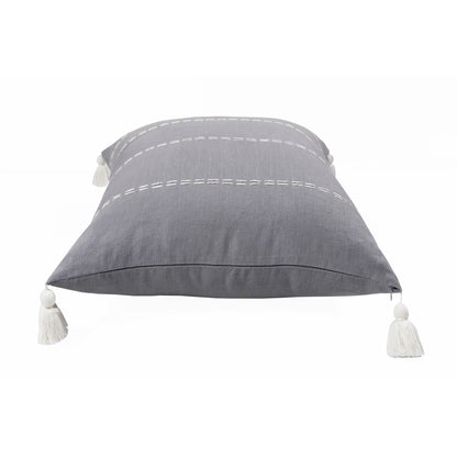 20" X 20" Slate Gray Linen Striped Zippered Pillow