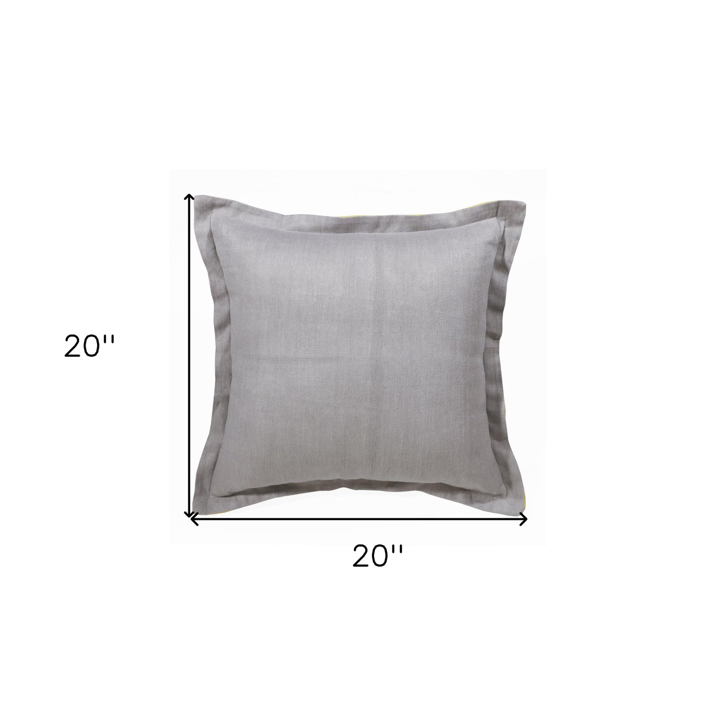 20" X 20" Gray And Yellow Linen Zippered Pillow