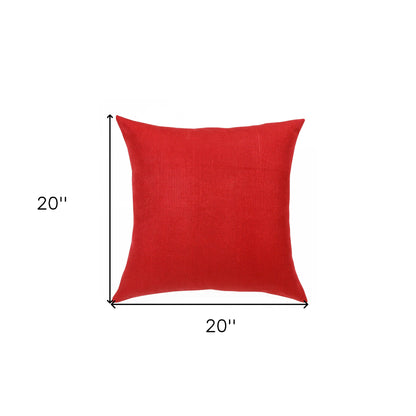 20" X 20" Red Linen Zippered Pillow