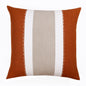 20" X 20" Rust And Gray Linen Striped Zippered Pillow