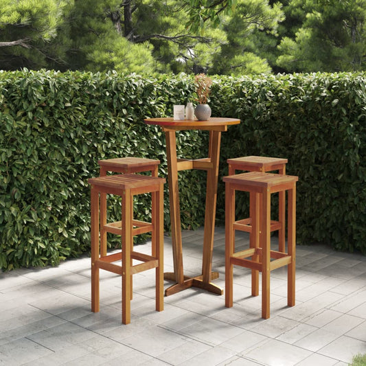 5 Piece Patio Bar Set Solid Wood Acacia