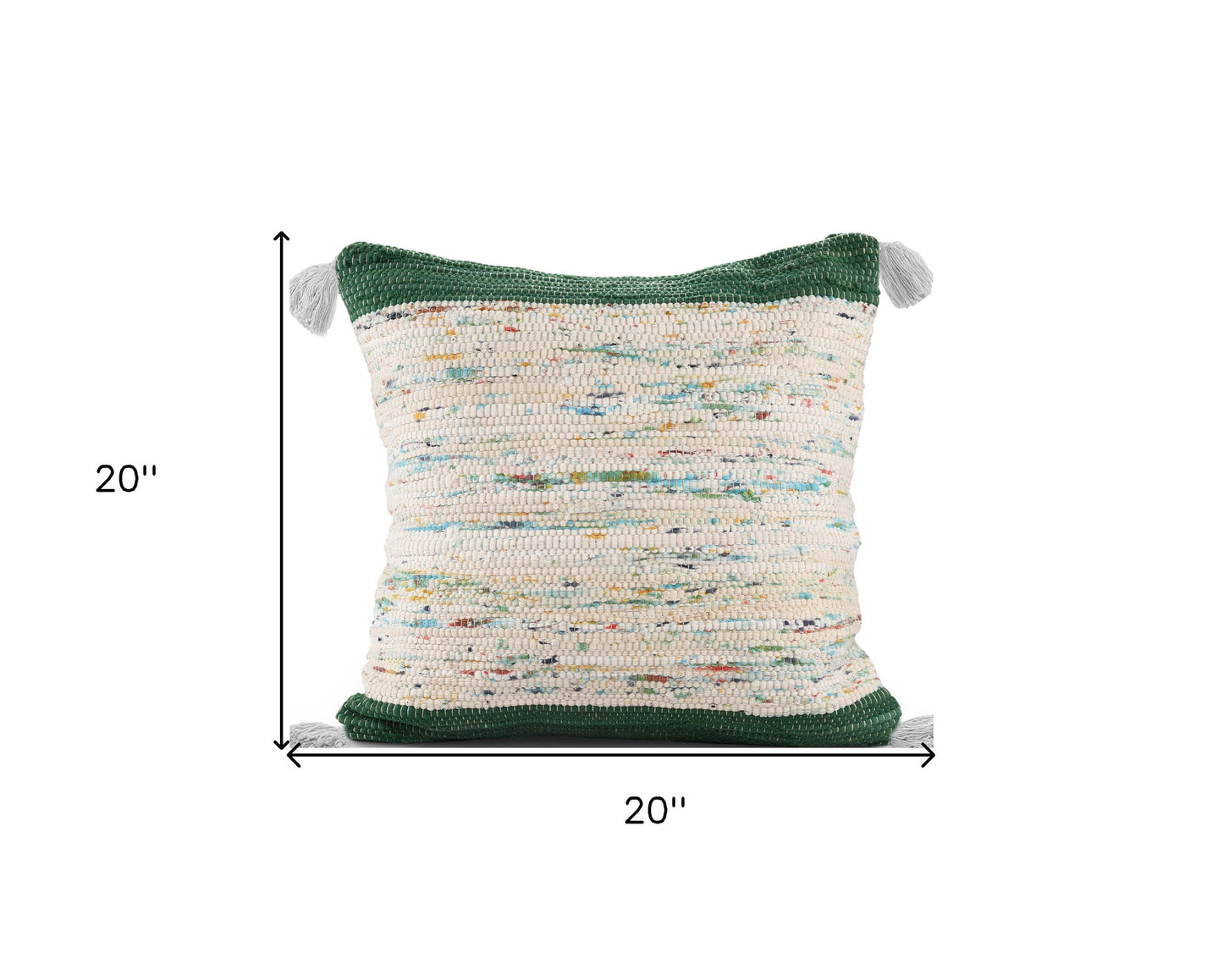 20" X 20" Green And Off-White 100% Cotton Abstract Zippered Pillow