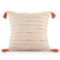 20" X 20" Coral And Ivory 100% Cotton Striped Zippered Pillow