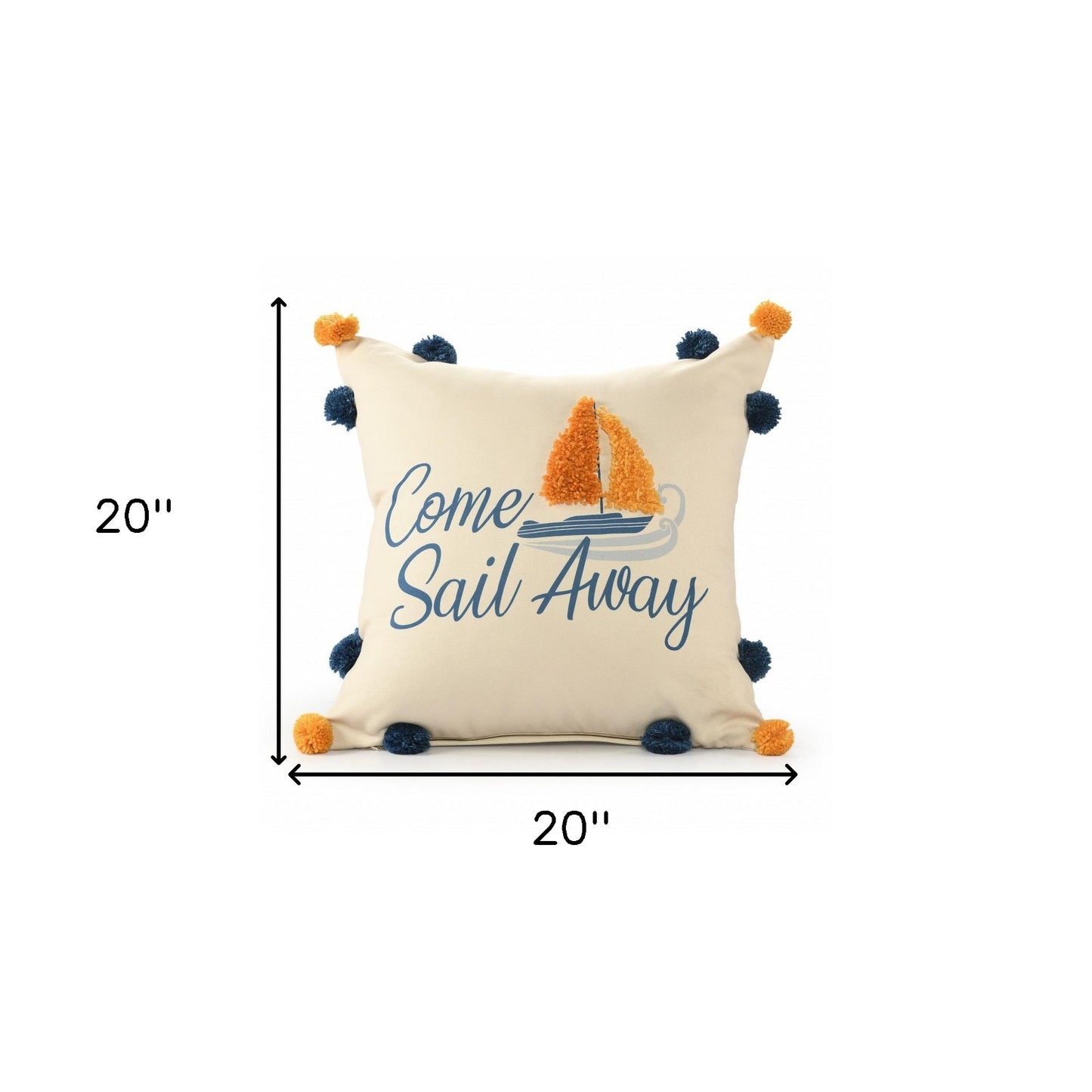 20" X 20" Navy And Orange Polyester Tropical Zippered Pillow