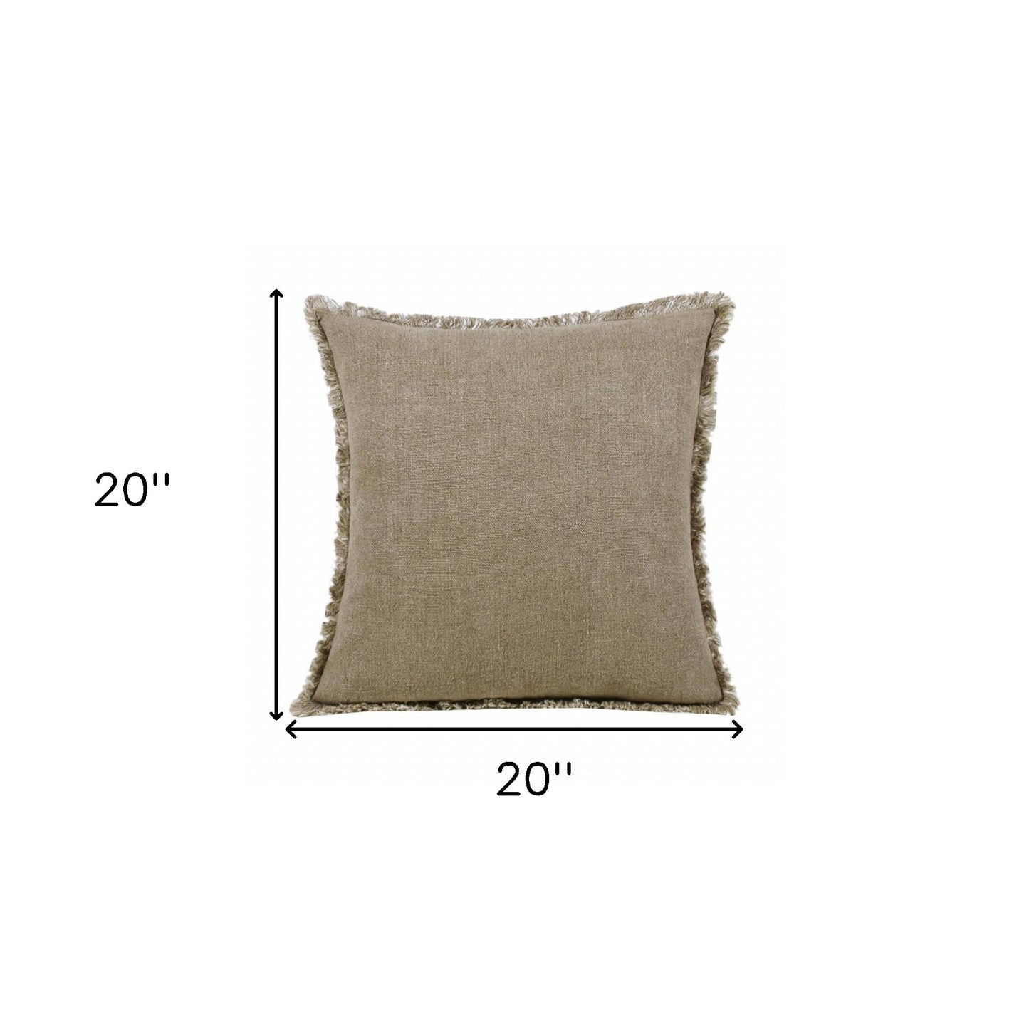 20" X 20" Tan And Ivory Linen Zippered Pillow