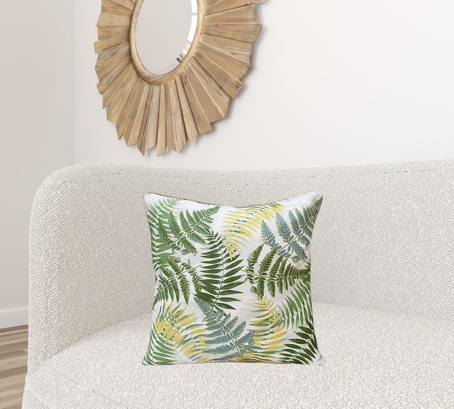 20" X 20" Green And Yellow Polyester Floral Zippered Pillow