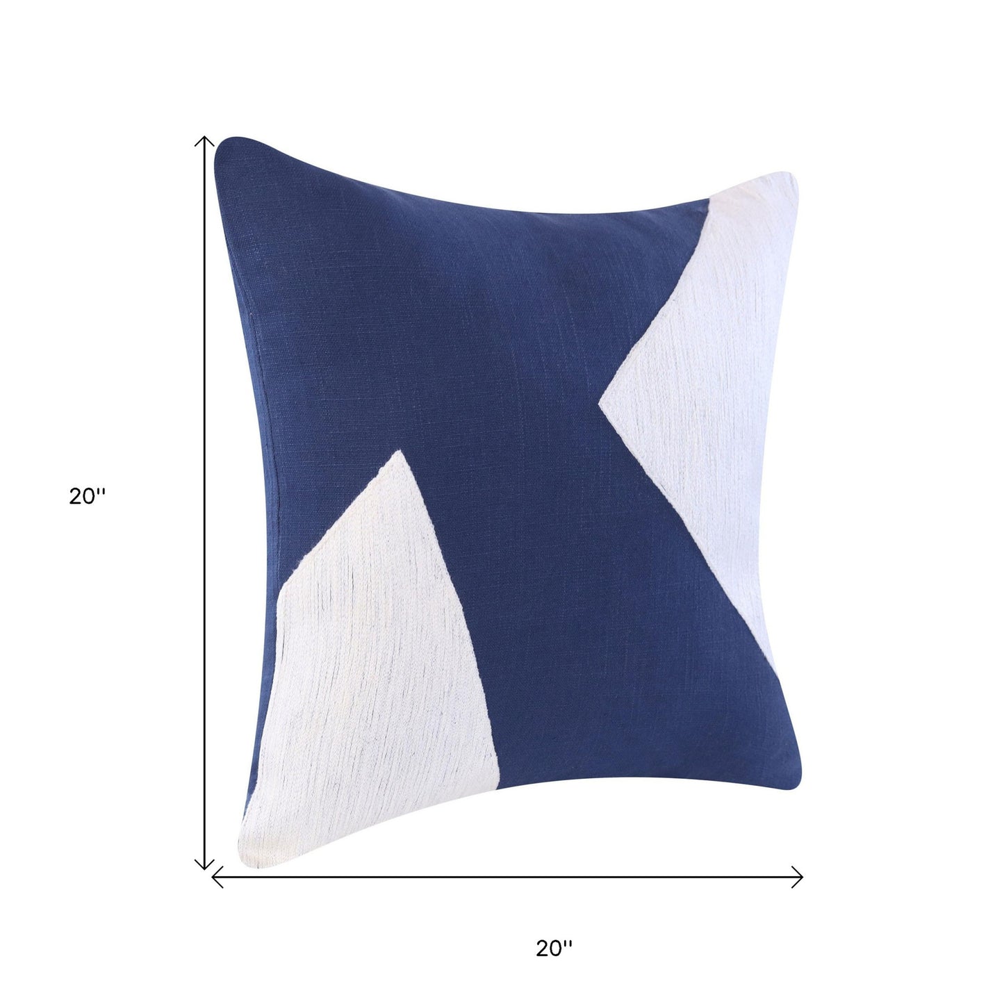 20" X 20" Navy And Ivory 100% Cotton Abstract Zippered Pillow