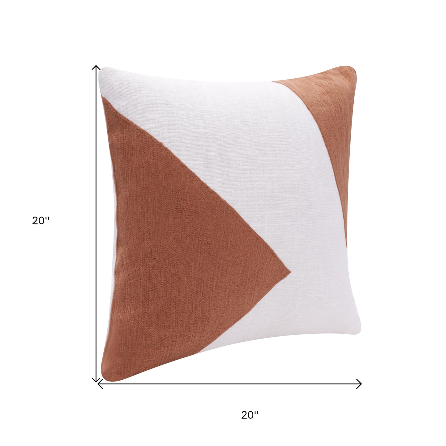 20" X 20" Brown And Ivory 100% Cotton Abstract Zippered Pillow