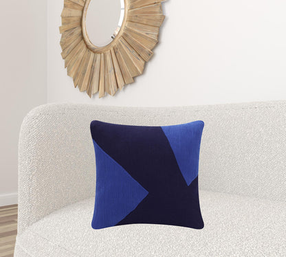 20" X 20" Navy And Ivory 100% Cotton Abstract Zippered Pillow