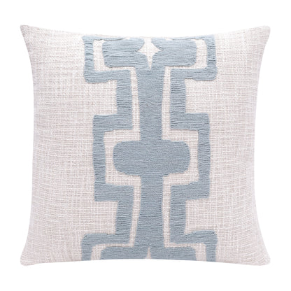 20" Ocean Blue and Ivory Cotton Throw Pillow