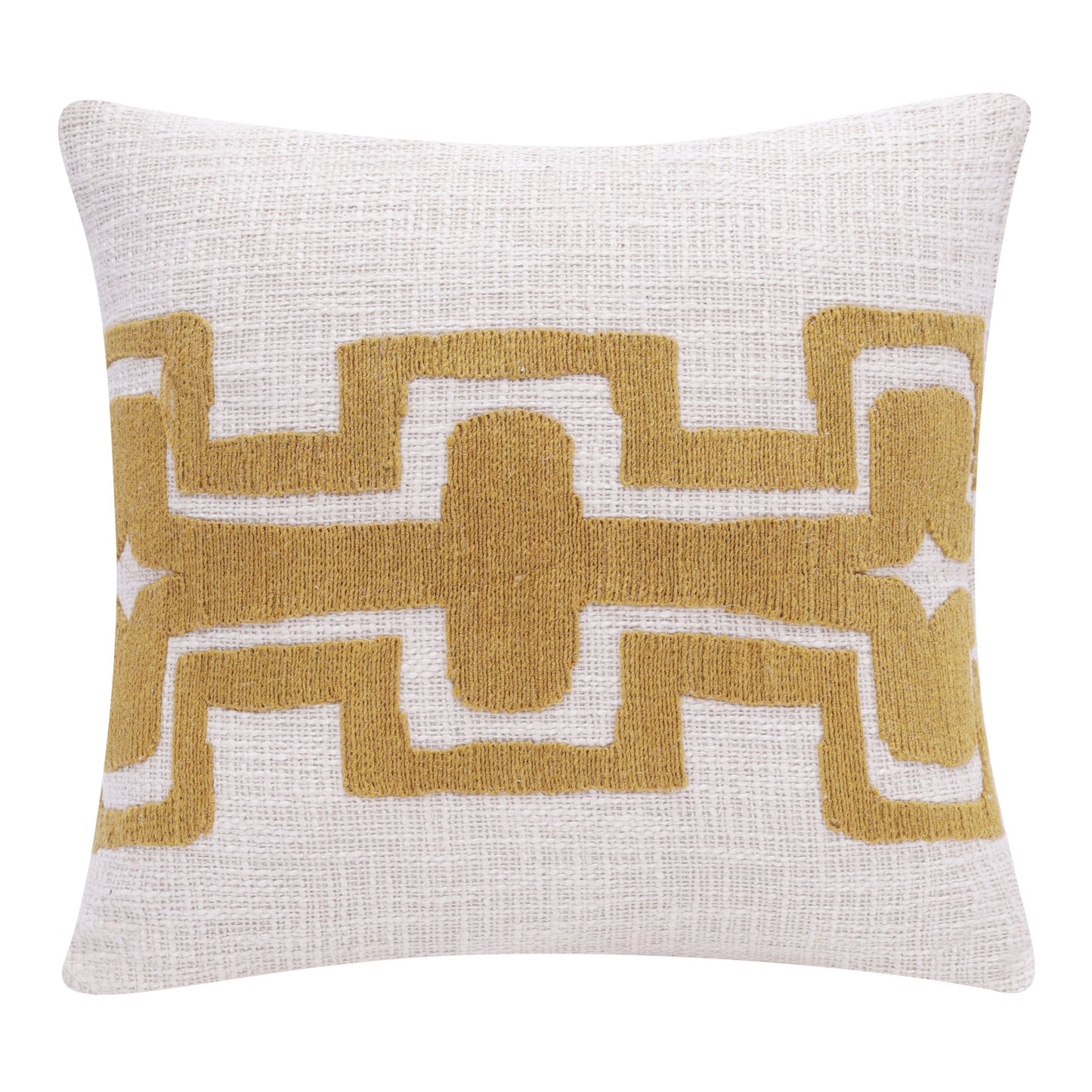 16" X 24" Yellow And Ivory 100% Cotton Geometric Zippered Pillow