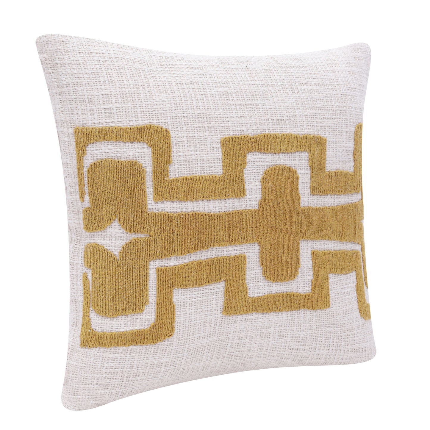 16" X 24" Yellow And Ivory 100% Cotton Geometric Zippered Pillow