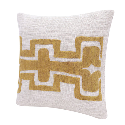 16" X 24" Yellow And Ivory 100% Cotton Geometric Zippered Pillow