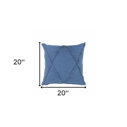 20" X 20" Classic Blue 100% Cotton Diamond Zippered Pillow