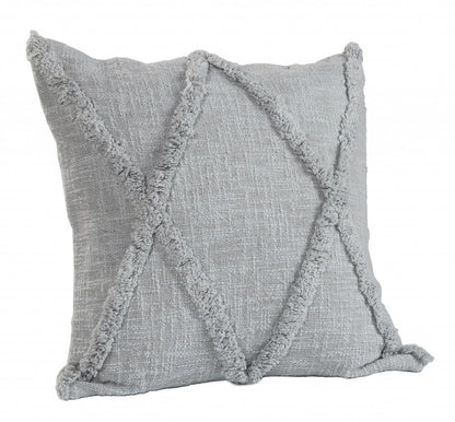 20" X 20" Gray 100% Cotton Diamond Zippered Pillow