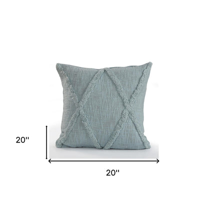 20" X 20" Classic Blue 100% Cotton Diamond Zippered Pillow