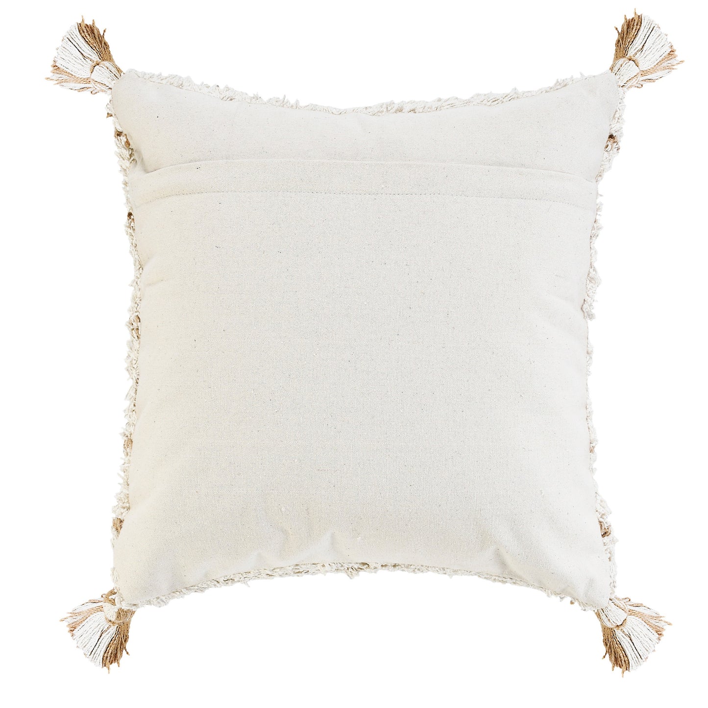 20" X 20" White And Tan 100% Cotton Geometric Zippered Pillow