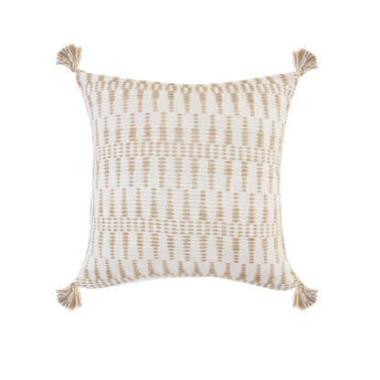 20" X 20" Ivory And Tan 100% Cotton Geometric Zippered Pillow