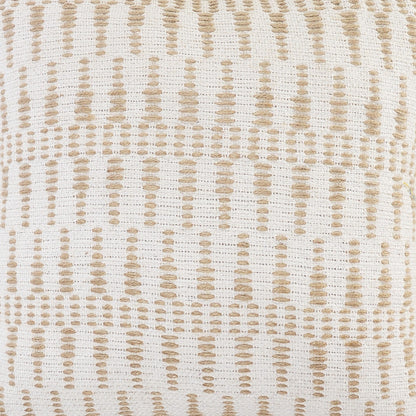 20" X 20" Ivory And Tan 100% Cotton Geometric Zippered Pillow