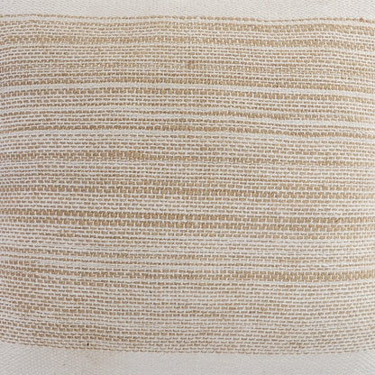 20" X 20" Natural and Ivory Striped Cotton Blend Zippered Pillow