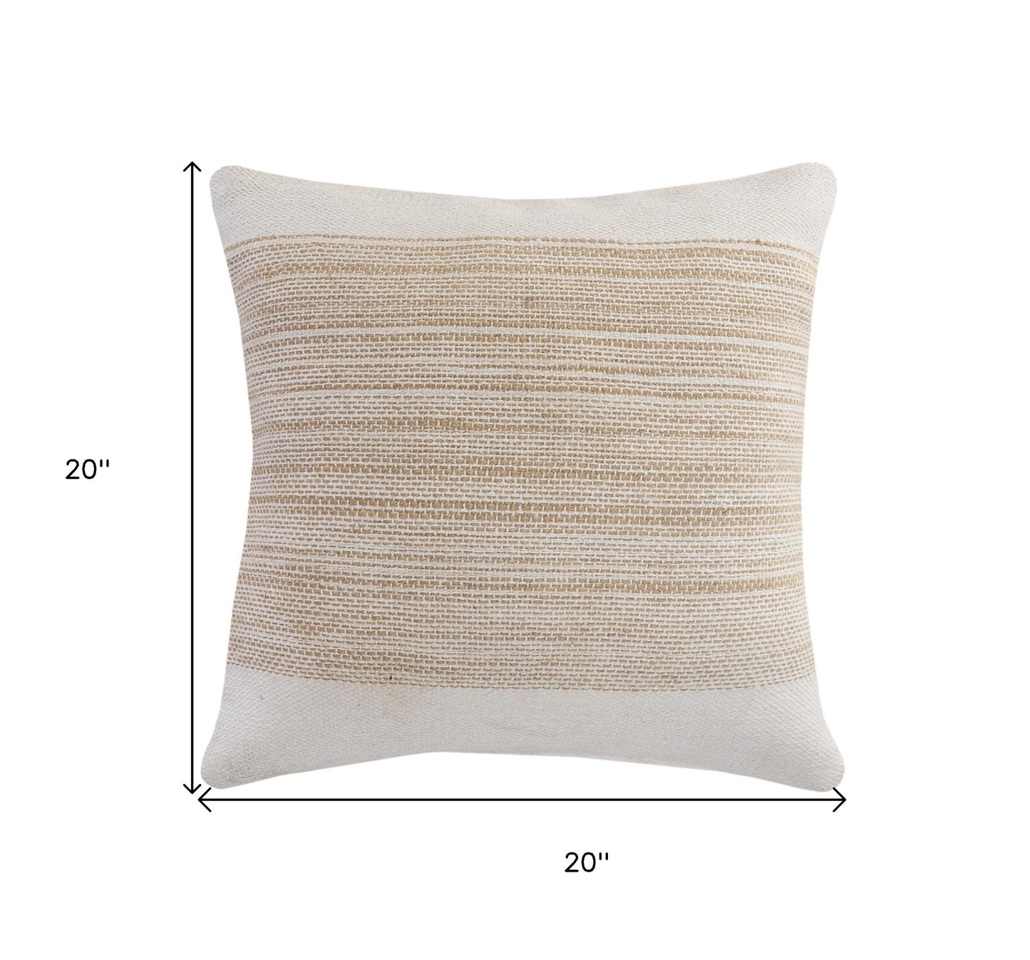 20" X 20" Natural and Ivory Striped Cotton Blend Zippered Pillow