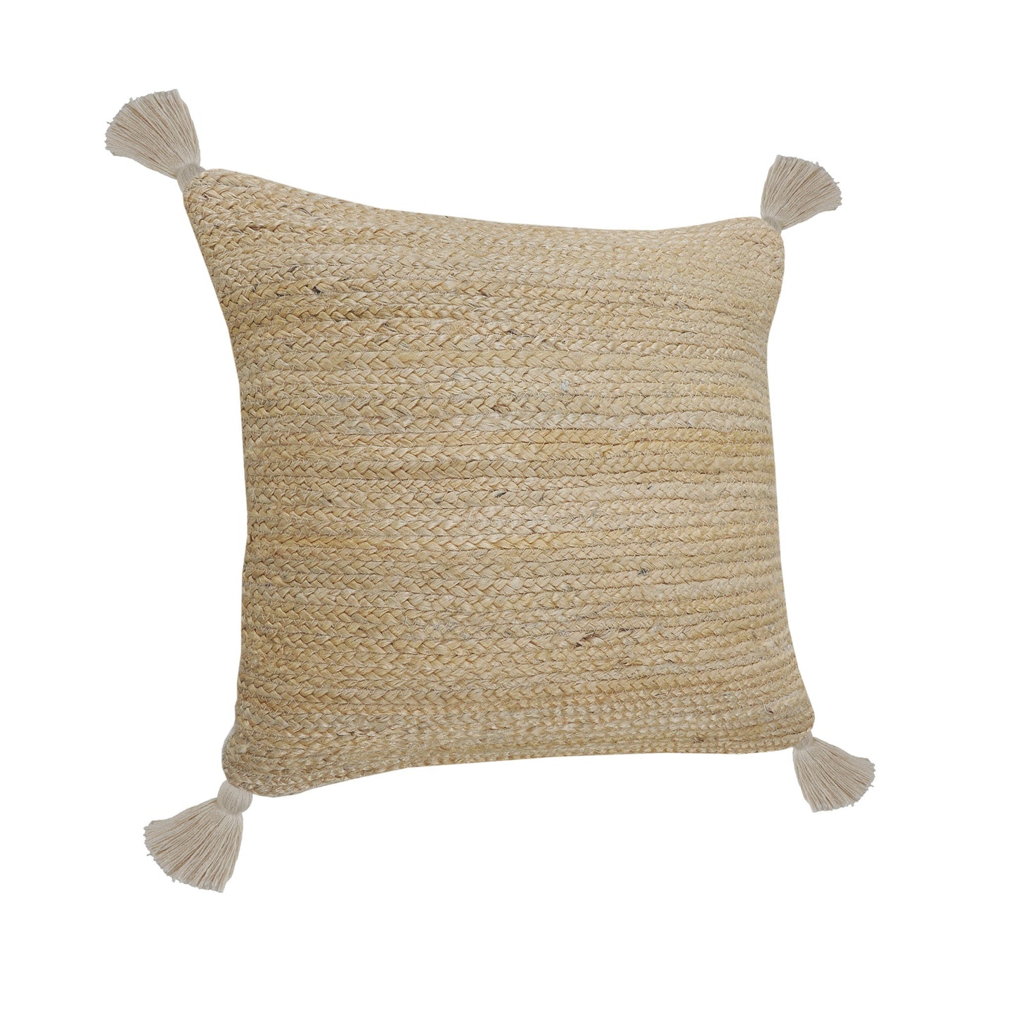 20" X 20" Tan And Beige Jute Zippered Pillow