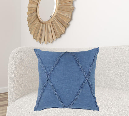 18" X 18" Cobalt Blue 100% Cotton Zippered Pillow