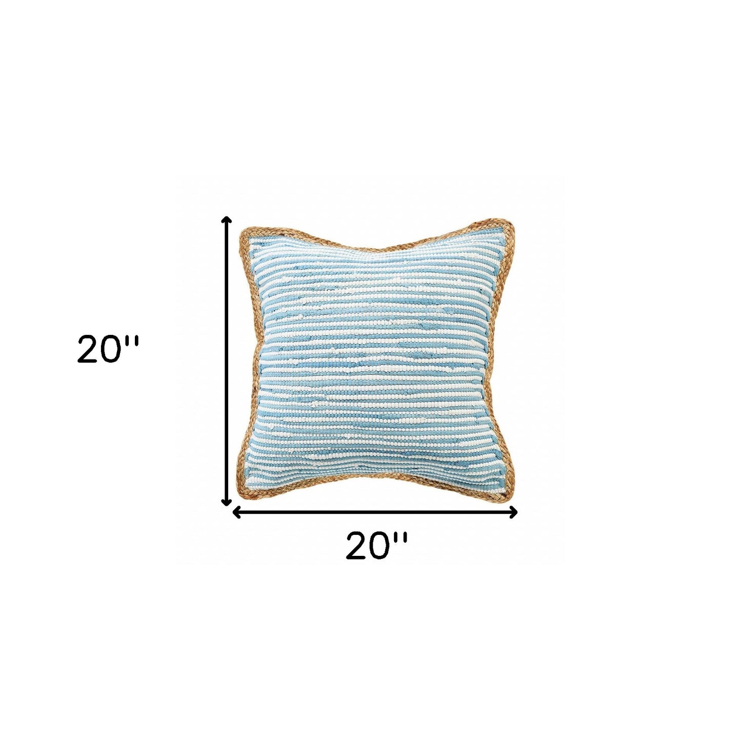 20" X 20" Turquoise Blue And Tan 100% Cotton Zippered Pillow