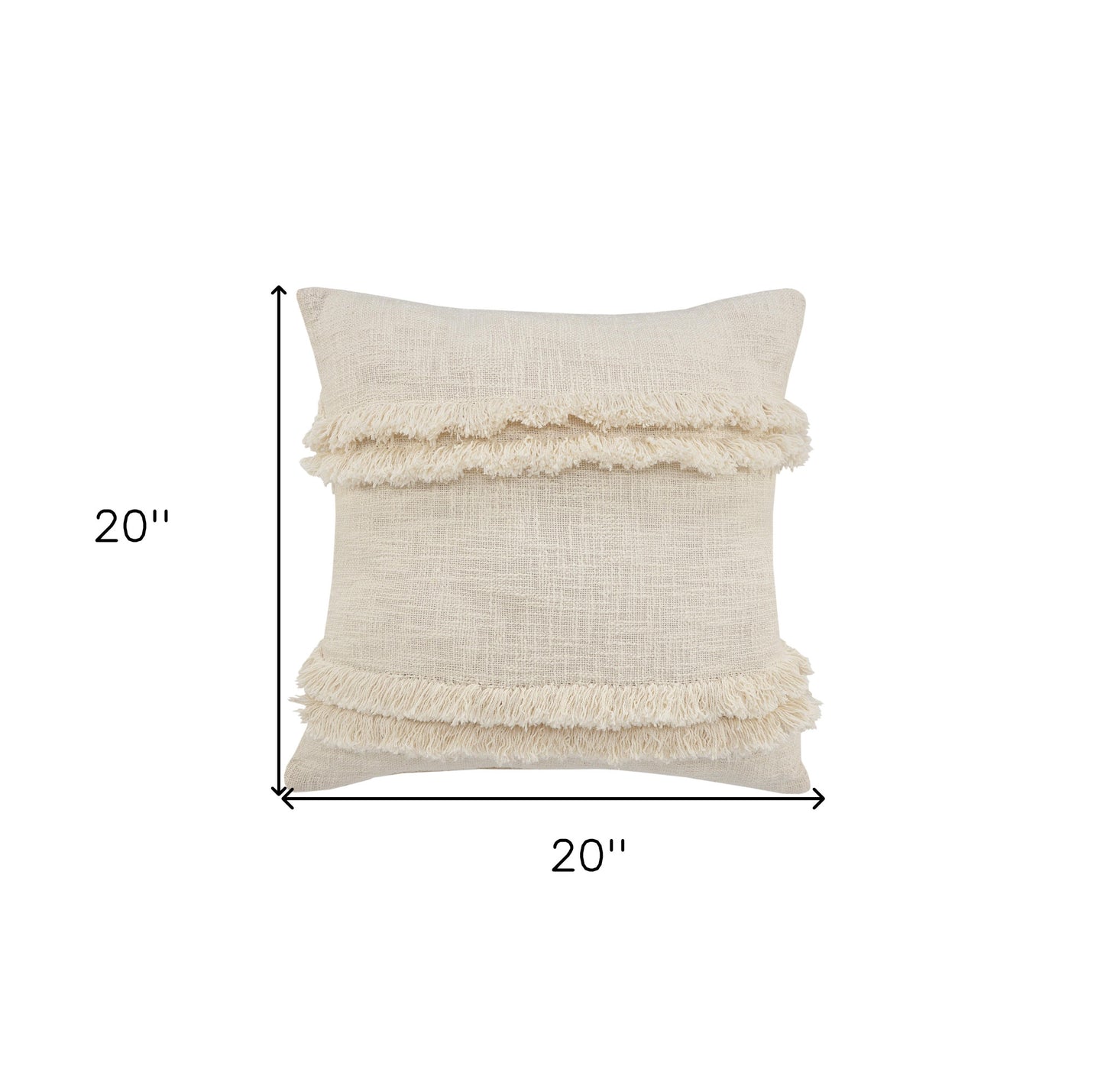 20" X 20" Cream 100% Cotton Zippered Pillow