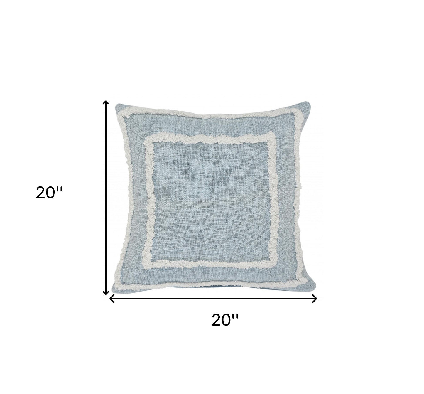 20" X 20" Sky Blue And White 100% Cotton Geometric Zippered Pillow