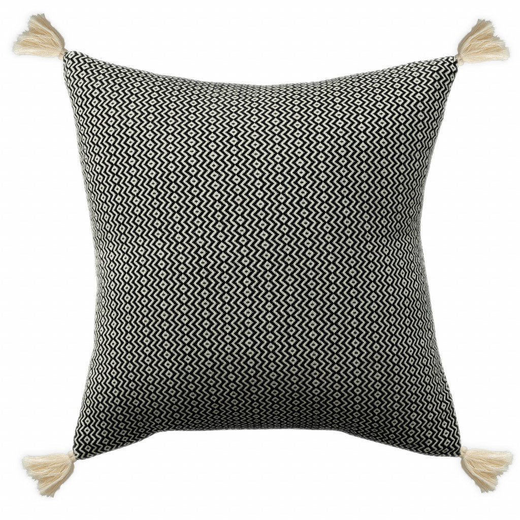 18" X 18" Mustard 100% Cotton Geometric Zippered Pillow