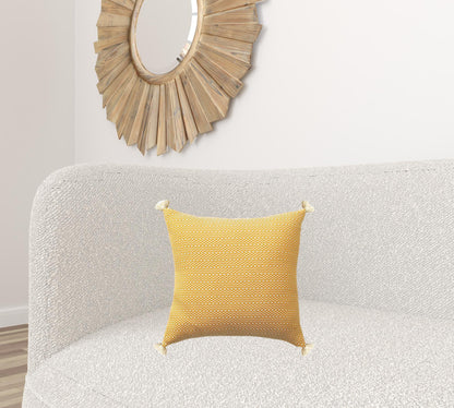 18" X 18" Mustard 100% Cotton Geometric Zippered Pillow